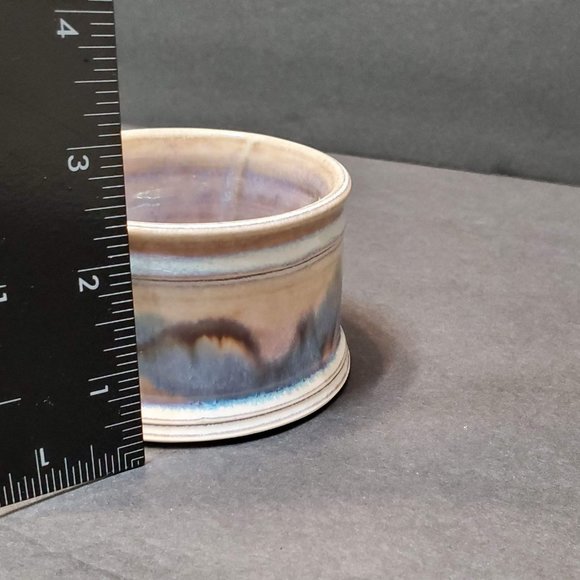 Edgecomb Potters Studio Pottery Bowl, Handmade Side Handle Dish, Beige Purple - Picture 8 of 8